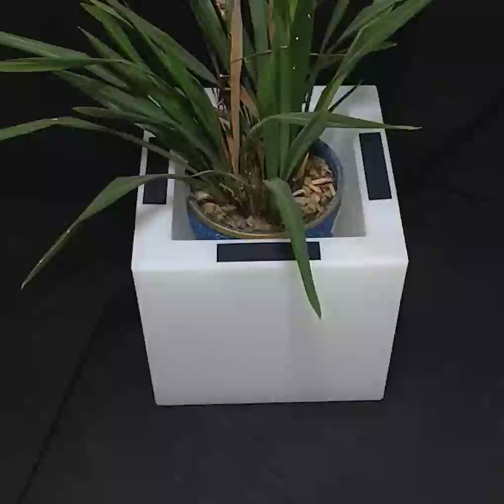 Modern Square Solar LED Flower Pot Light Waterproof Outdoor Garden Decorative Planter