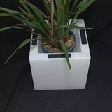 Modern Square Solar LED Flower Pot Light Waterproof Outdoor Garden Decorative Planter