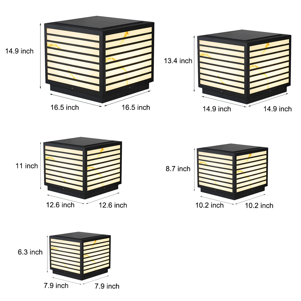 Modern Square Solar LED Outdoor Post Light IP65 Waterproof Pillar Lantern for Deck