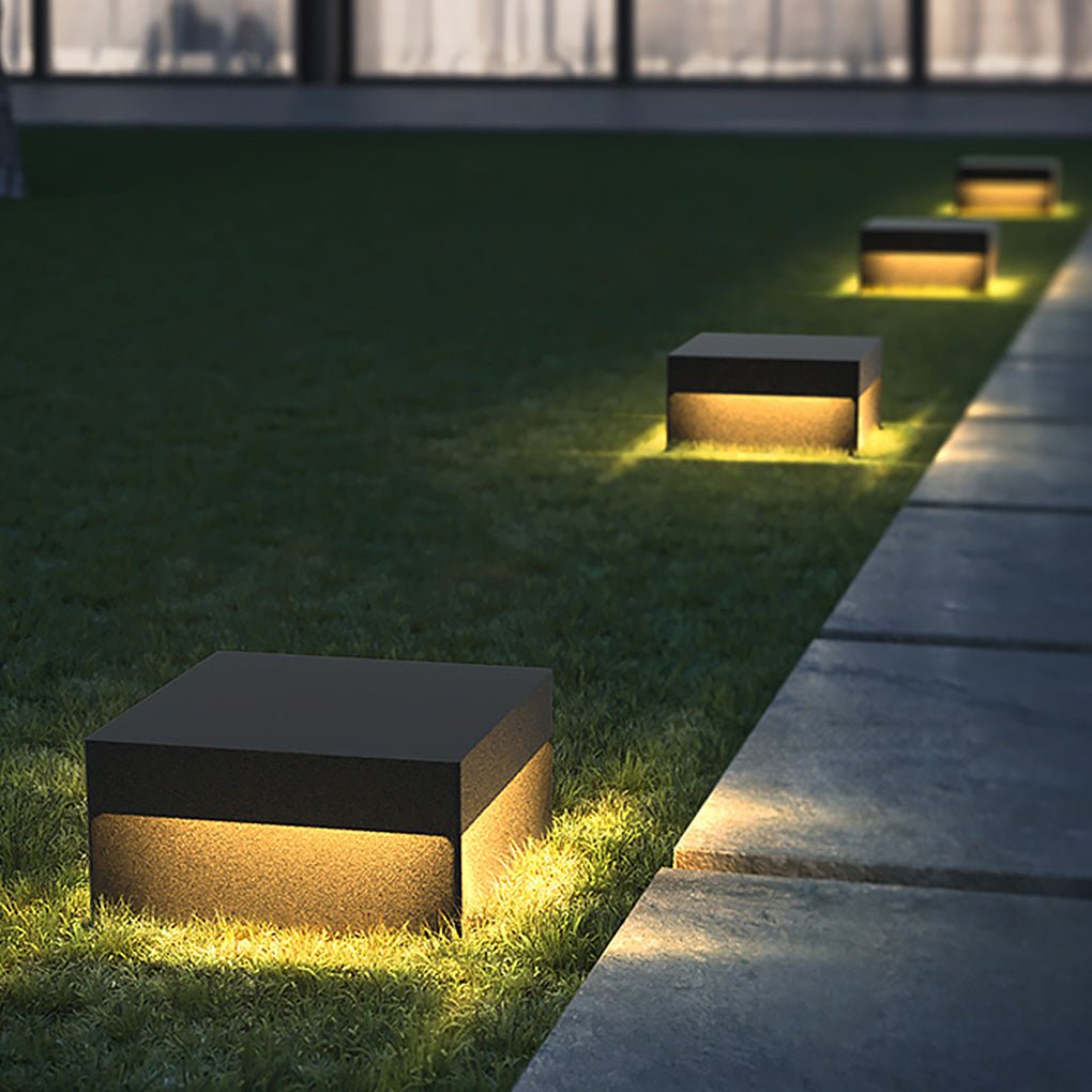 Modern Square Solar LED Pillar Light Waterproof Outdoor Landscape Garden Fence Post Lamp