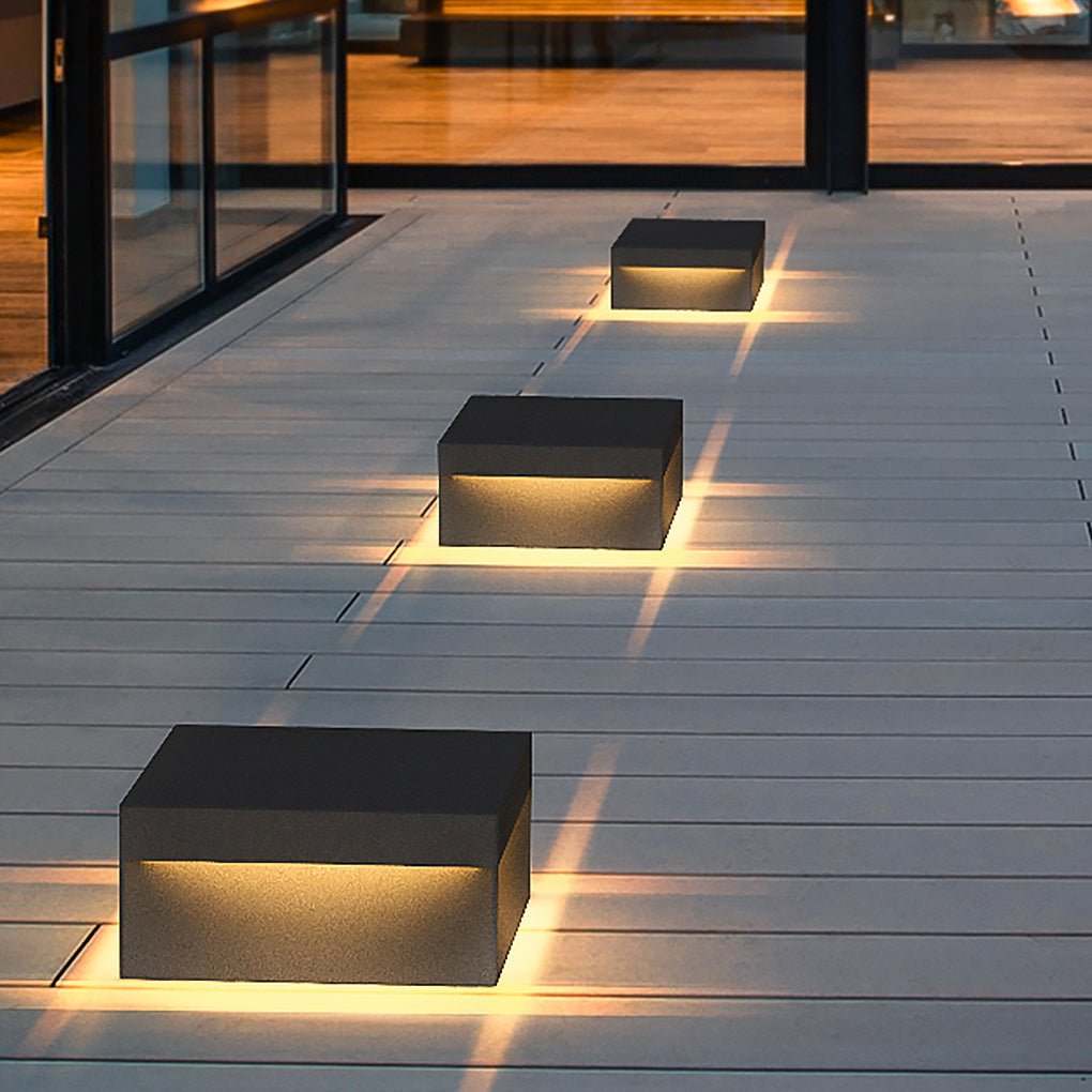 Modern Square Solar LED Pillar Light Waterproof Outdoor Landscape Garden Fence Post Lamp
