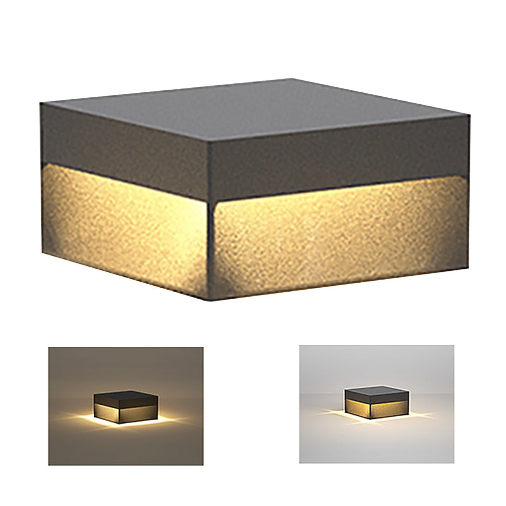 Modern Square Solar LED Pillar Light Waterproof Outdoor Landscape Garden Fence Post Lamp