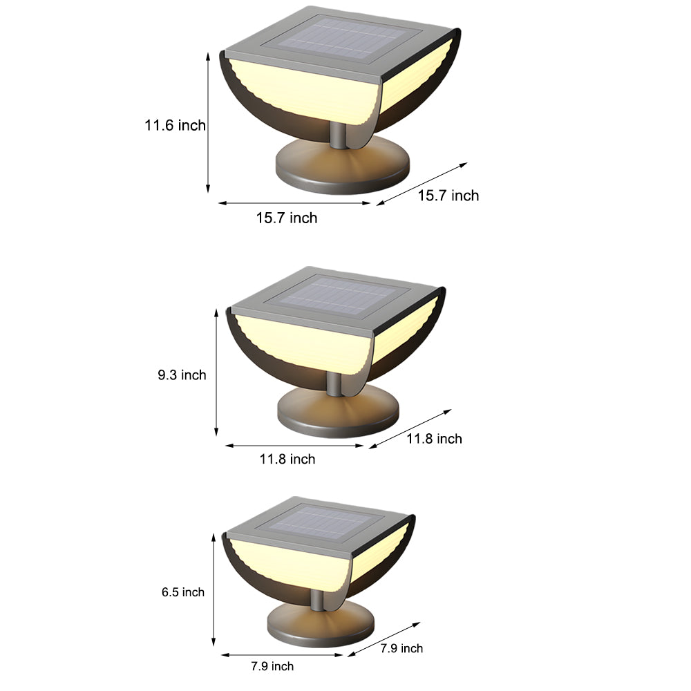 Modern Square Solar Pillar Light Outdoor Waterproof Post Lamp for Garden Fence and Column Lighting