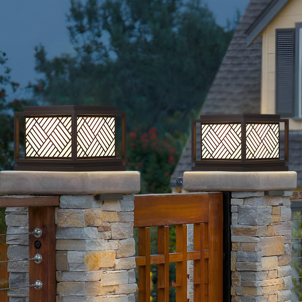 Modern Square Solar Post Cap Light Waterproof LED Outdoor Pillar Lantern for Fence and Deck