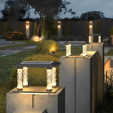 Modern Square Solar Post Cap Lights Outdoor Waterproof LED Bubble Glass Pillar Lantern for Garden Fence