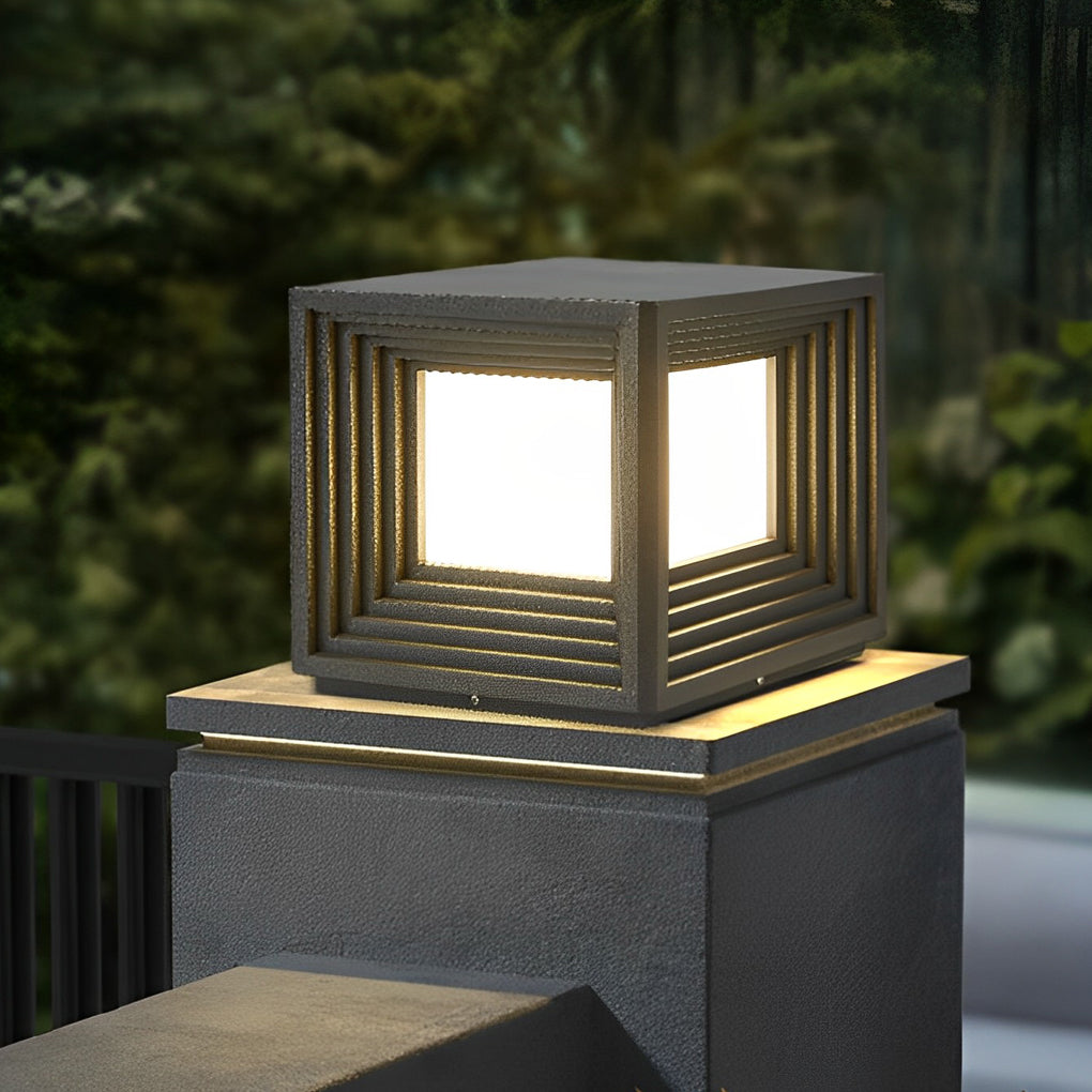 Modern Square Solar Post Cap Lights Waterproof LED Outdoor Garden Fence Deck Lighting Black