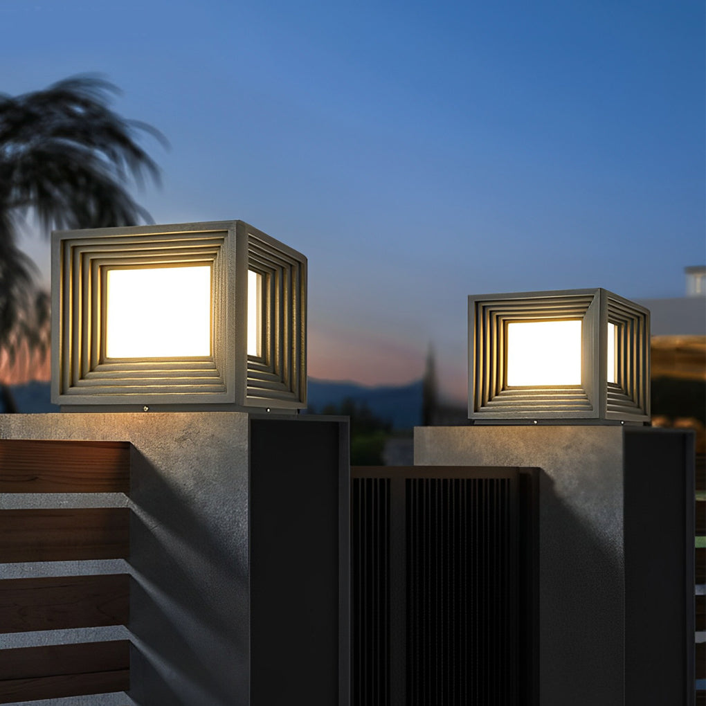 Modern Square Solar Post Cap Lights Waterproof LED Outdoor Garden Fence Deck Lighting Black