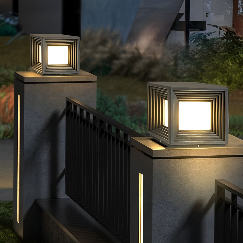 Modern Square Solar Post Cap Lights Waterproof LED Outdoor Garden Fence Deck Lighting Black