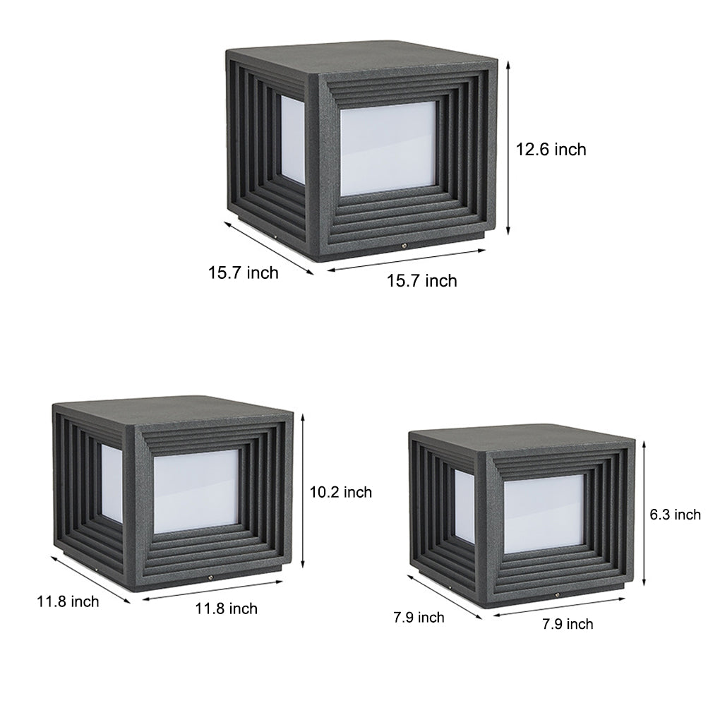 Modern Square Solar Post Cap Lights Waterproof LED Outdoor Garden Fence Deck Lighting Black