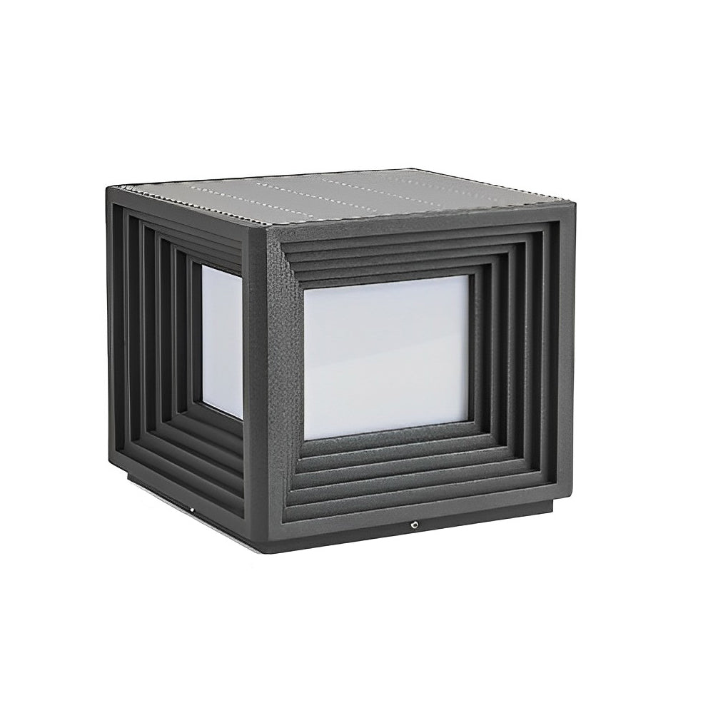 Modern Square Solar Post Cap Lights Waterproof LED Outdoor Garden Fence Deck Lighting Black