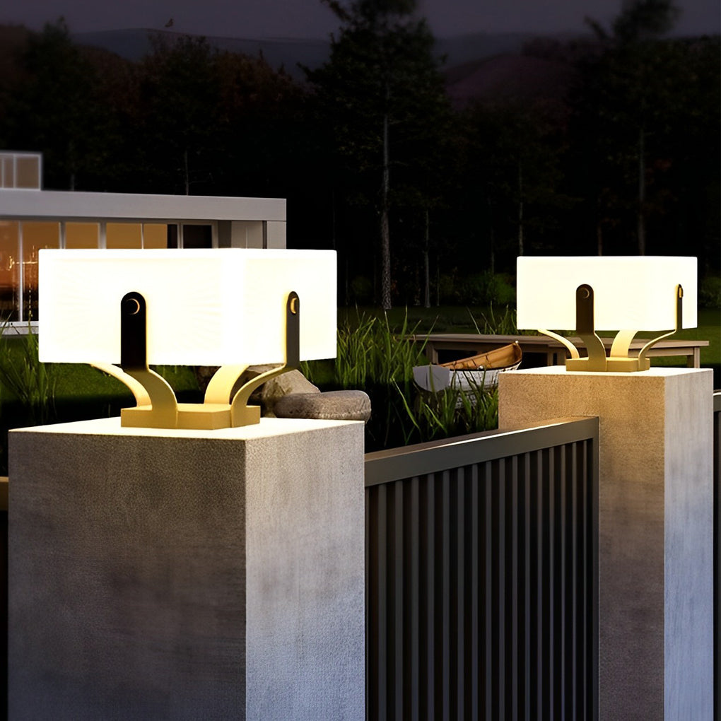 Modern Square Solar Powered LED Post Cap Light IP65 Outdoor Landscape Fence Pillar Lamp