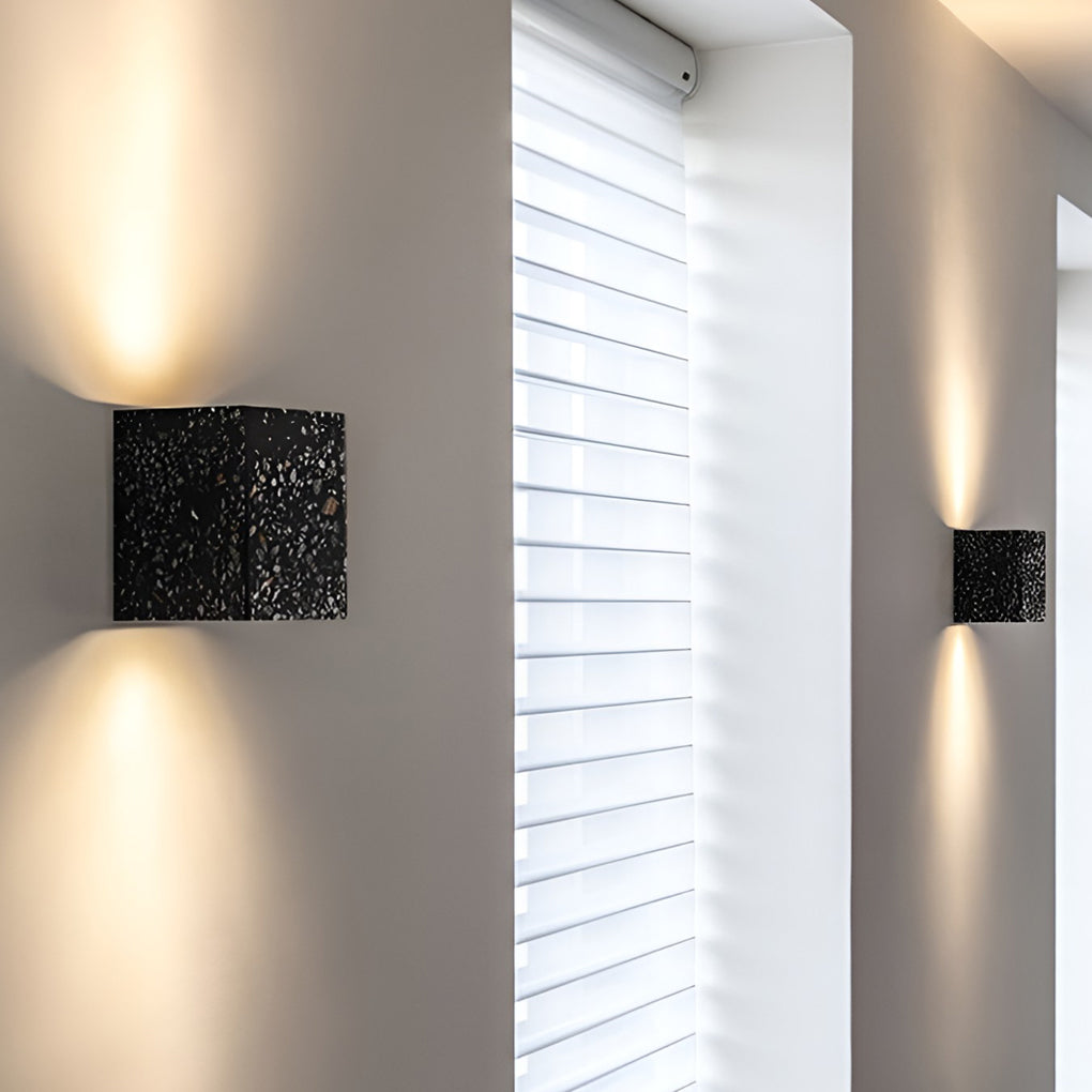 Modern Square Terrazzo Up and Down Wall Sconce Nordic Industrial Indoor Light