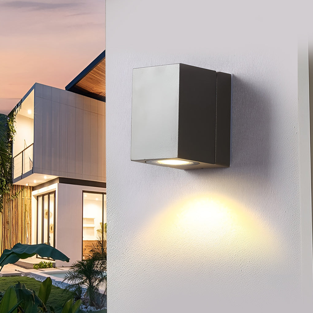 Modern Square Waterproof Motion Sensor LED Wall Sconce Adjustable Aluminum Porch Light