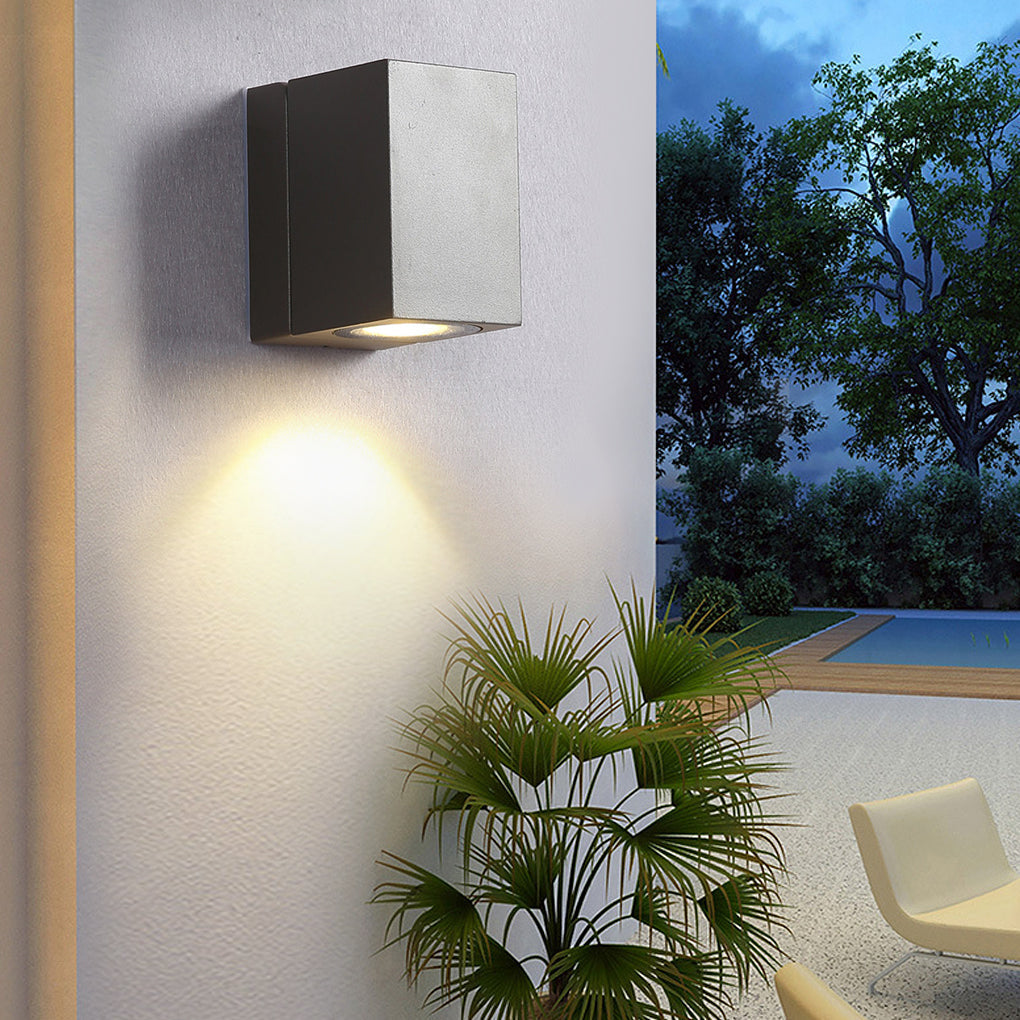 Modern Square Waterproof Motion Sensor LED Wall Sconce Adjustable Aluminum Porch Light