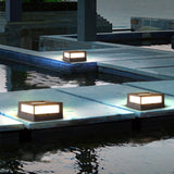Modern Square Waterproof Outdoor Post Lights Black Aluminum Solar and Hardwired Fence Column Lighting