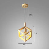 Modern Square Wood Pendant Light Geometric Wooden Island Hanging Ceiling Lamp for Dining Room