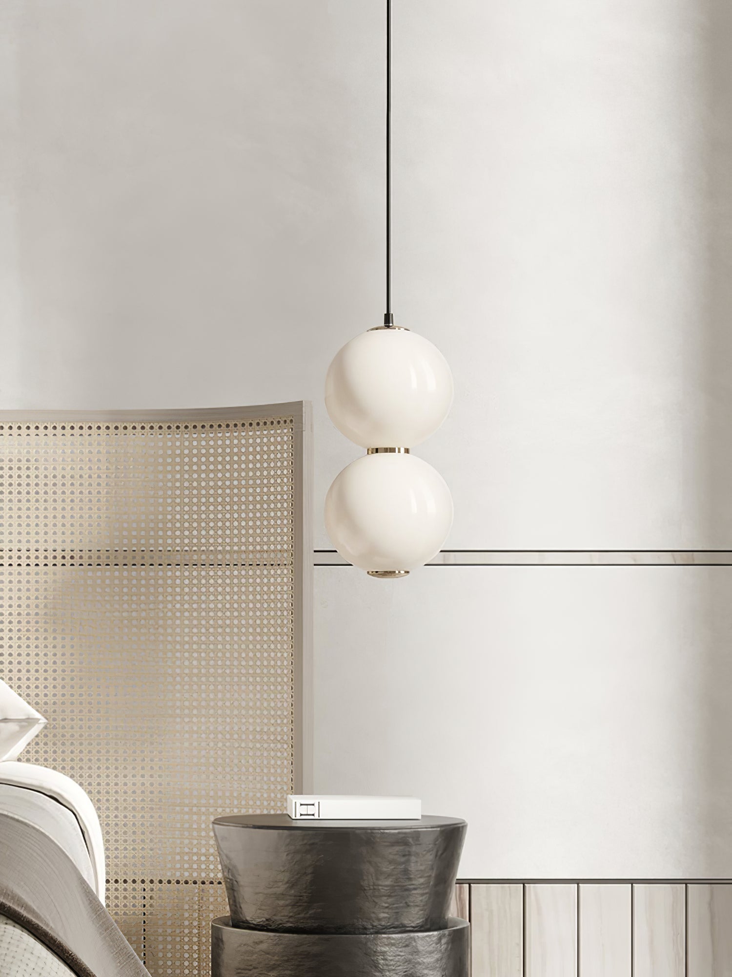 Modern Stacked Double Globe Glass Pendant Light with Gold Finish and Integrated LED