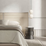 Modern Stacked Double Globe Glass Pendant Light with Gold Finish and Integrated LED