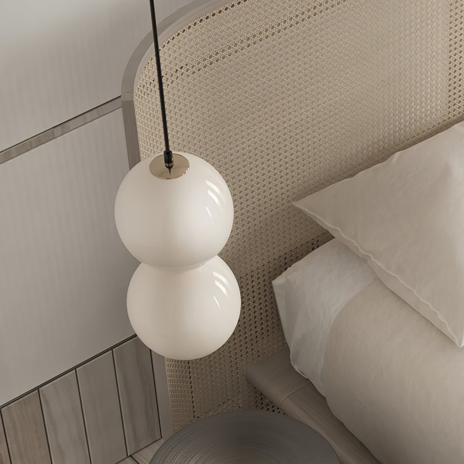 Modern Stacked Double Globe Glass Pendant Light with Gold Finish and Integrated LED