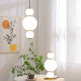Modern Stacked Double Globe Glass Pendant Light with Gold Finish and Integrated LED