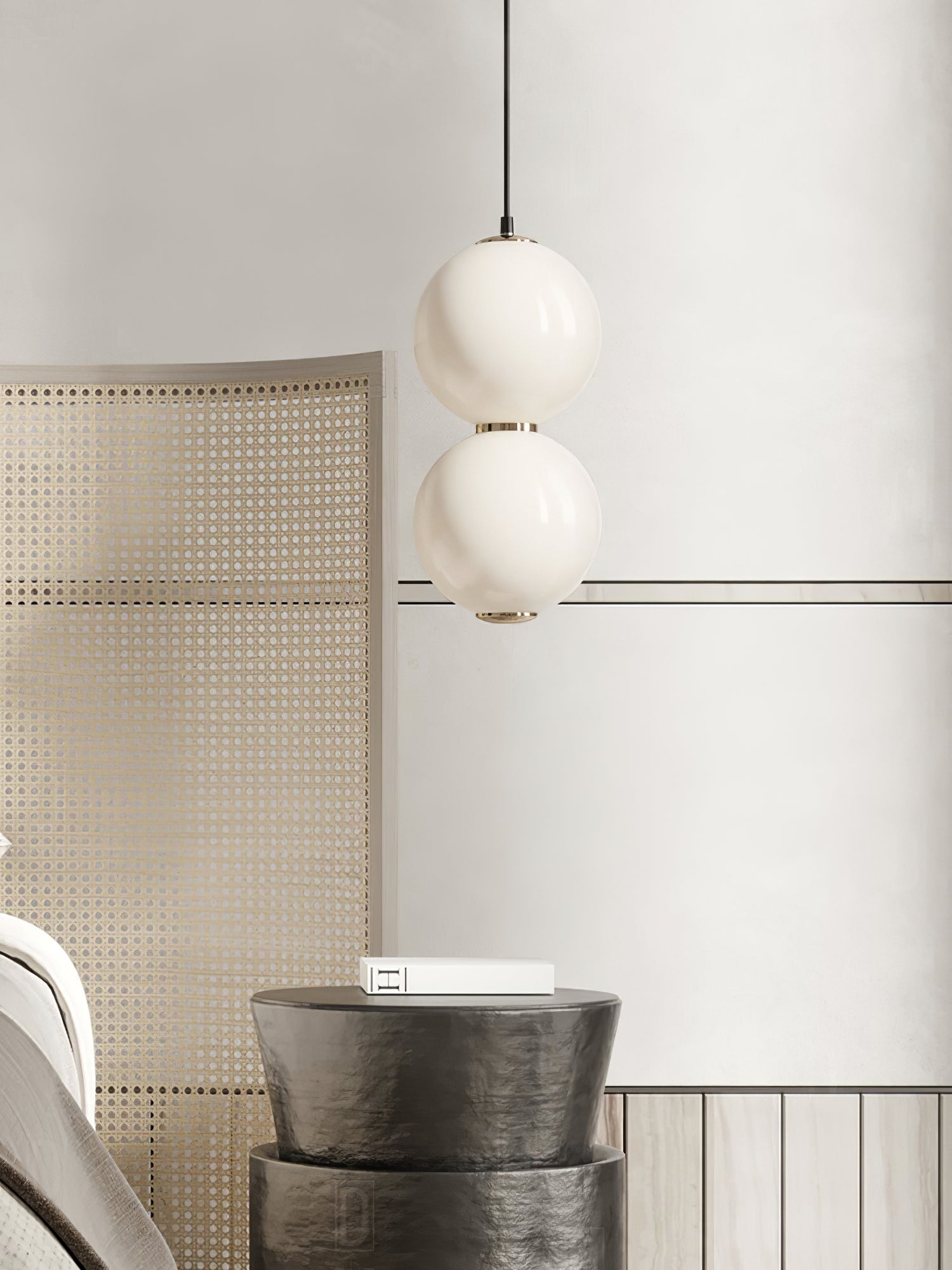 Modern Stacked Double Globe Glass Pendant Light with Gold Finish and Integrated LED