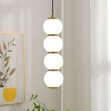 Modern Stacked Double Globe Glass Pendant Light with Gold Finish and Integrated LED
