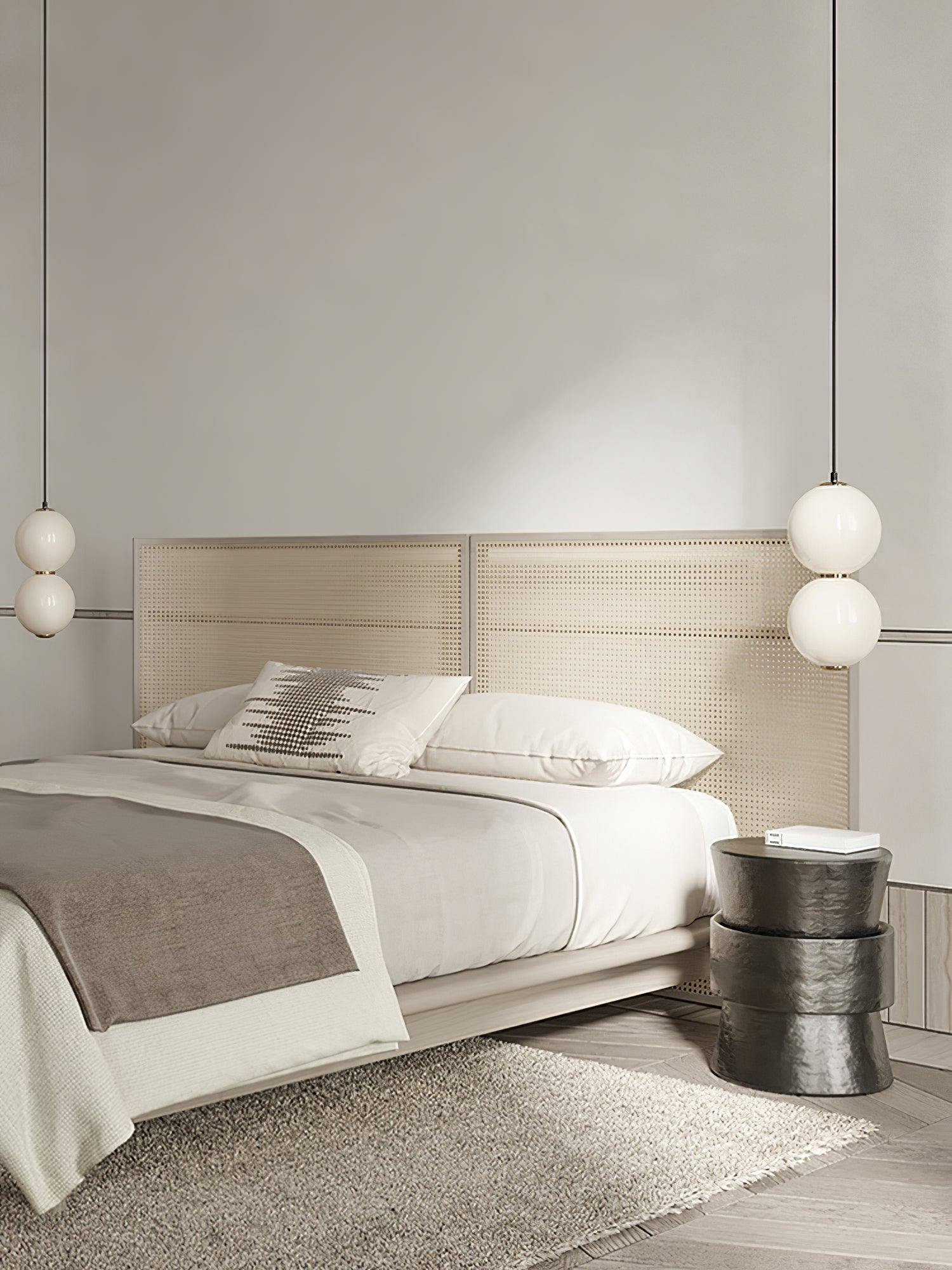 Modern Stacked Double Globe Glass Pendant Light with Gold Finish and Integrated LED