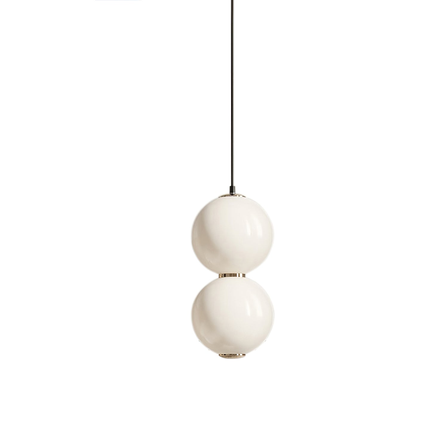 Modern Stacked Double Globe Glass Pendant Light with Gold Finish and Integrated LED