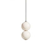 Modern Stacked Double Globe Glass Pendant Light with Gold Finish and Integrated LED