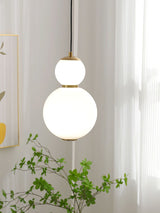 Modern Stacked Double Globe Glass Pendant Light with Gold Finish and Integrated LED