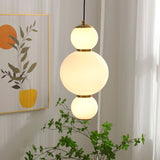 Modern Stacked Double Globe Glass Pendant Light with Gold Finish and Integrated LED