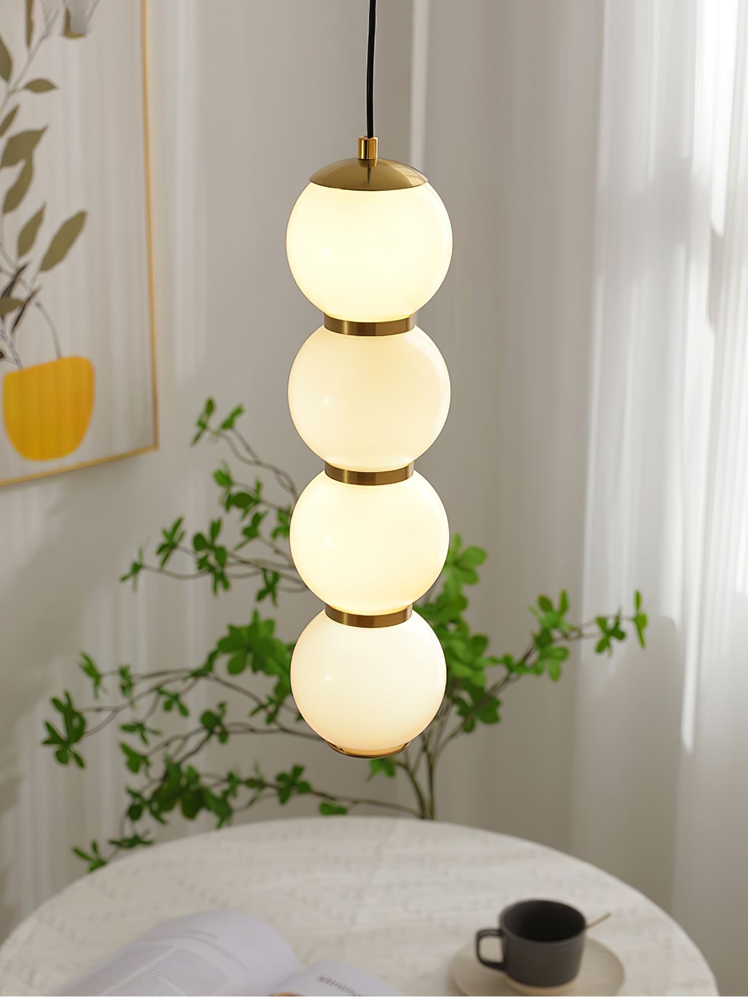 Modern Stacked Double Globe Glass Pendant Light with Gold Finish and Integrated LED