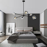 Modern Staggered Glass Orb Chandelier 6 Light Globe Candelabrum Ceiling Light