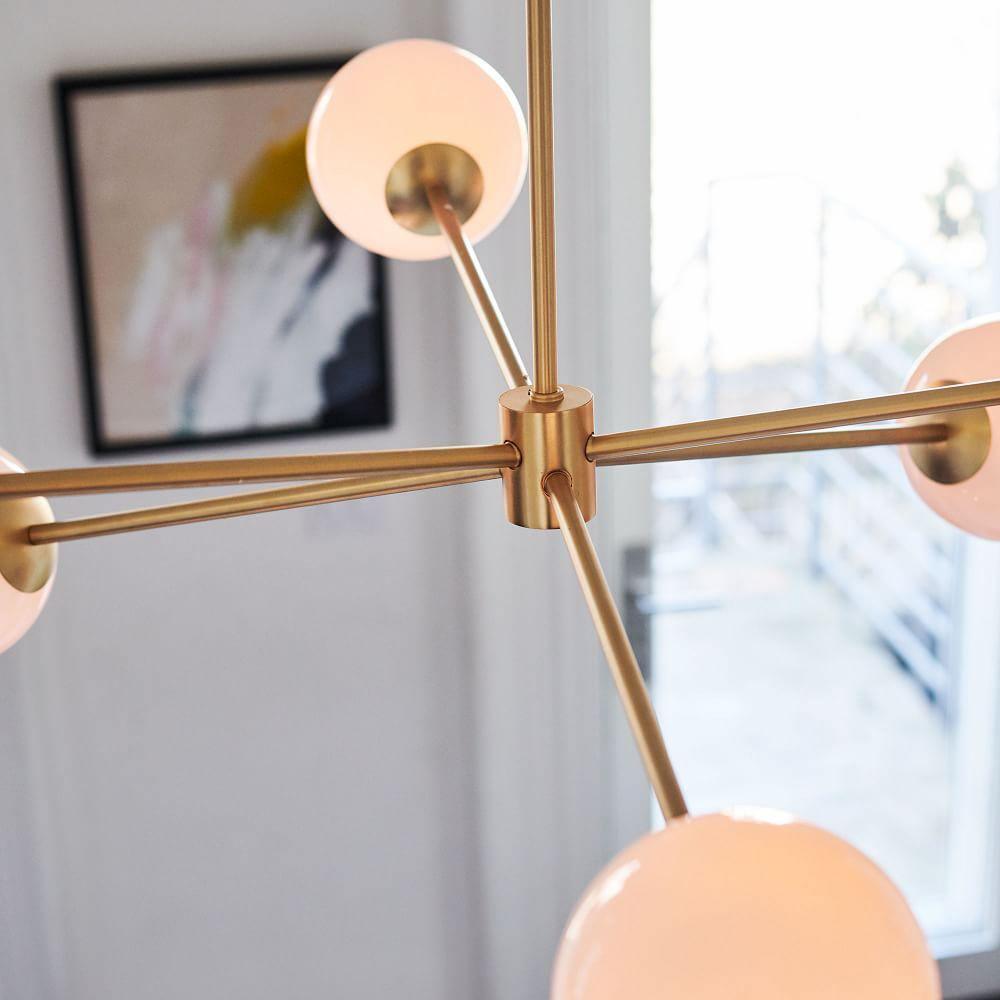 Modern Staggered Glass Orb Chandelier 6 Light Globe Candelabrum Ceiling Light