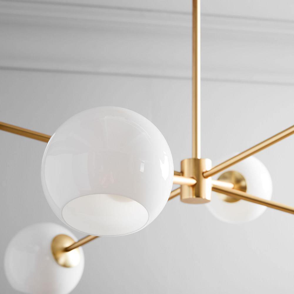 Modern Staggered Glass Orb Chandelier 6 Light Globe Candelabrum Ceiling Light