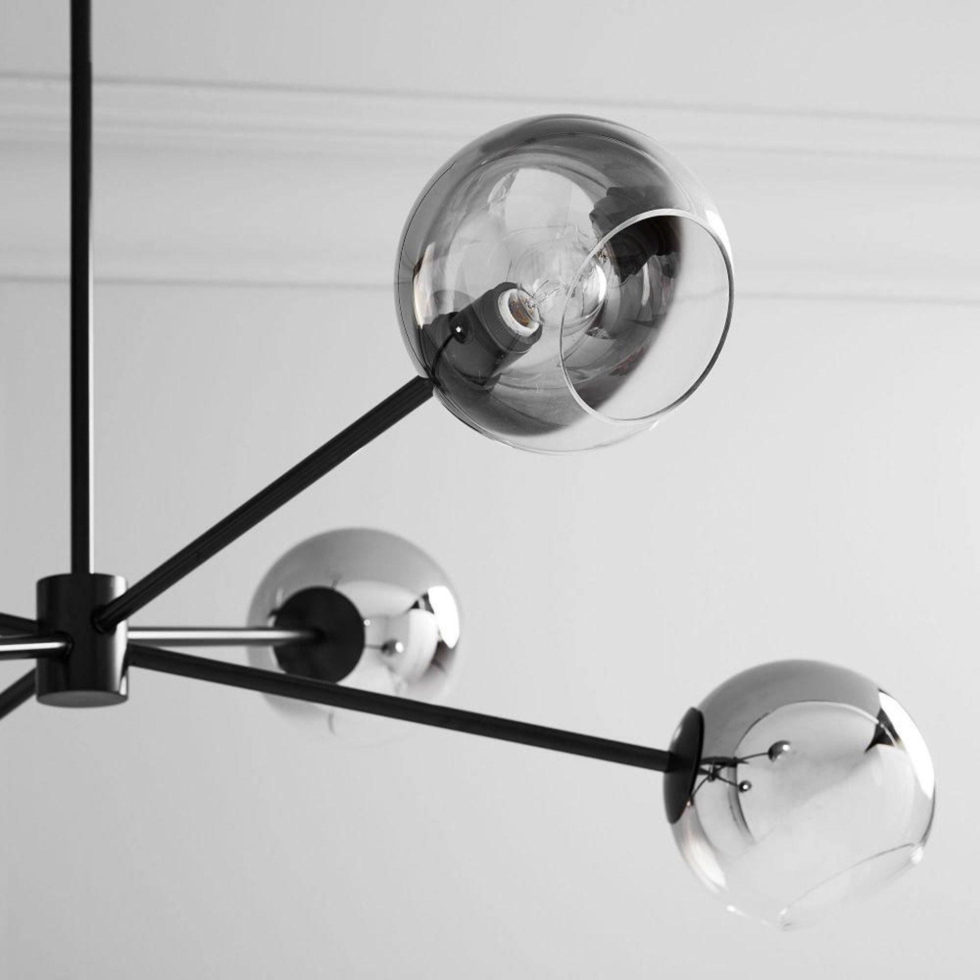 Modern Staggered Glass Orb Chandelier 6 Light Globe Candelabrum Ceiling Light