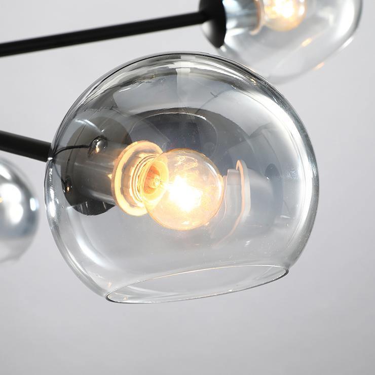 Modern Staggered Glass Orb Chandelier 6 Light Globe Candelabrum Ceiling Light