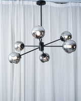 Modern Staggered Glass Orb Chandelier 6 Light Globe Candelabrum Ceiling Light
