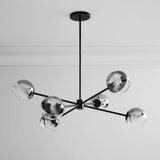 Modern Staggered Glass Orb Chandelier 6 Light Globe Candelabrum Ceiling Light