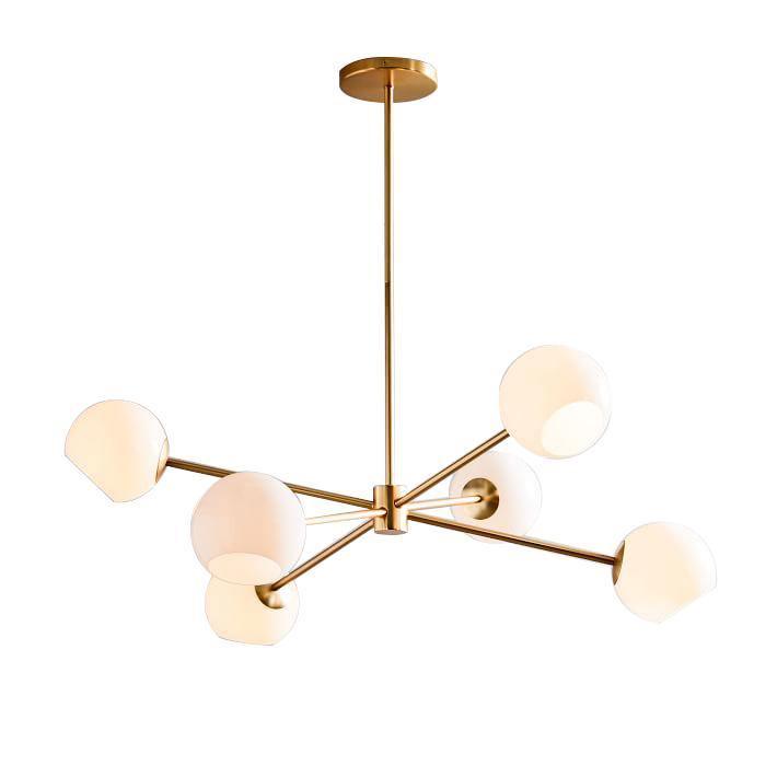 Modern Staggered Glass Orb Chandelier 6 Light Globe Candelabrum Ceiling Light