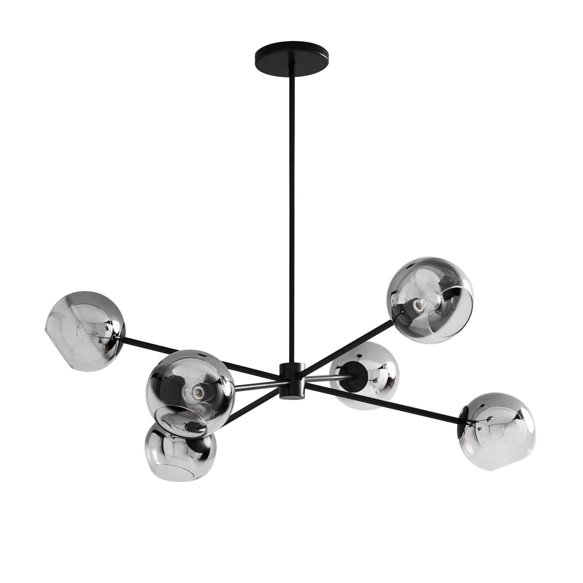 Modern Staggered Glass Orb Chandelier 6 Light Globe Candelabrum Ceiling Light