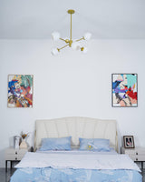 Modern Staggered Glass Orb Chandelier 6 Light Globe Candelabrum Ceiling Light