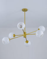 Modern Staggered Glass Orb Chandelier 6 Light Globe Candelabrum Ceiling Light