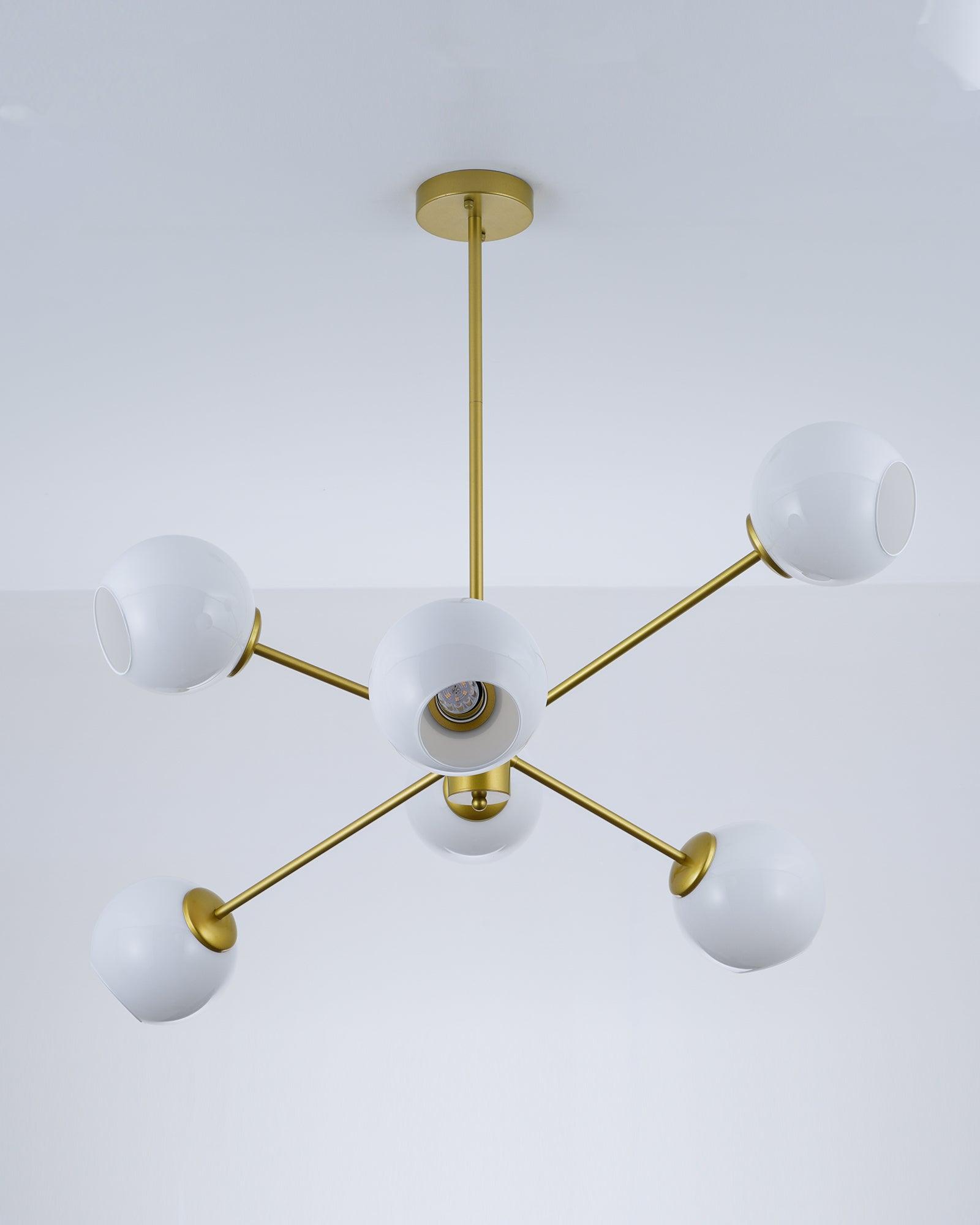 Modern Staggered Glass Orb Chandelier 6 Light Globe Candelabrum Ceiling Light