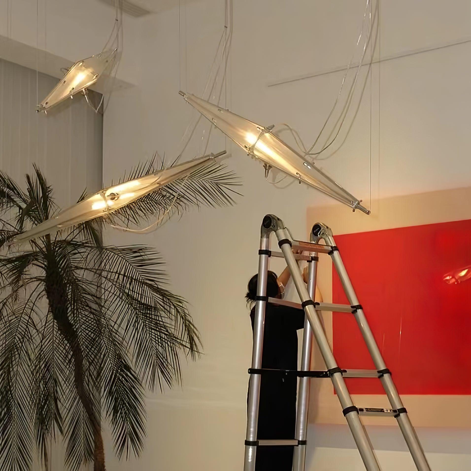 Modern Stainless Steel Fragment Pendant Lamp with Wavy Acrylic Cone Shade for Contemporary Interiors