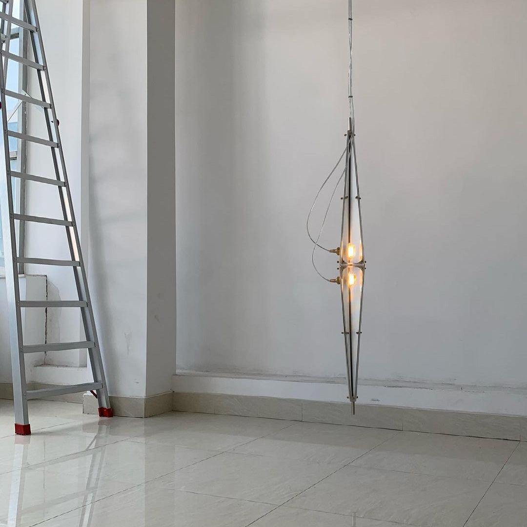 Modern Stainless Steel Fragment Pendant Lamp with Wavy Acrylic Cone Shade for Contemporary Interiors