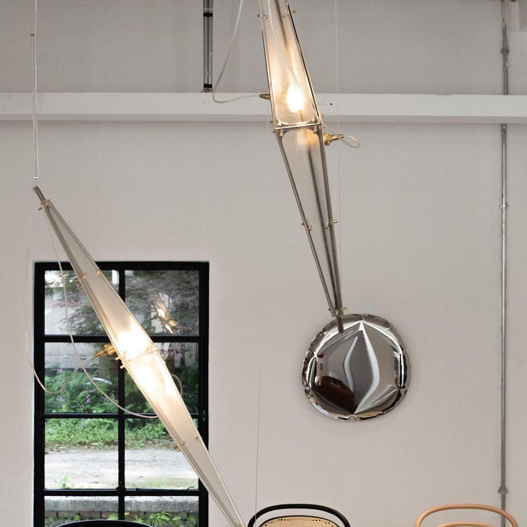 Modern Stainless Steel Fragment Pendant Lamp with Wavy Acrylic Cone Shade for Contemporary Interiors