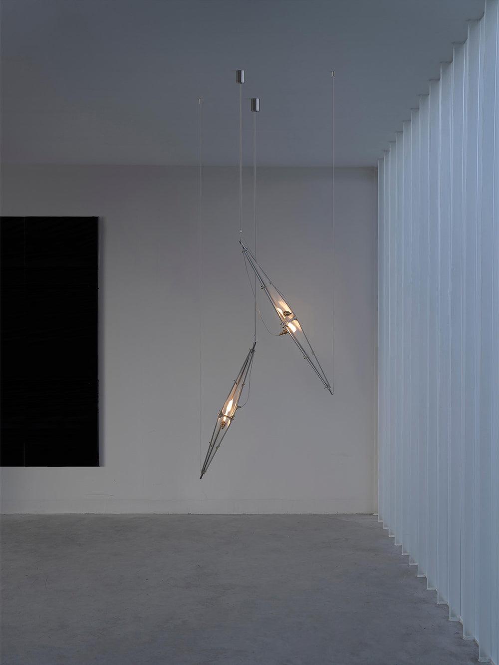 Modern Stainless Steel Fragment Pendant Lamp with Wavy Acrylic Cone Shade for Contemporary Interiors