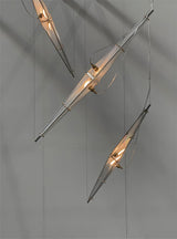 Modern Stainless Steel Fragment Pendant Lamp with Wavy Acrylic Cone Shade for Contemporary Interiors