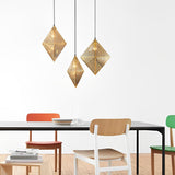 Modern Stainless Steel Geometric Polyhedral Pendant Light Hollow Art Deco Chandelier for Living Room